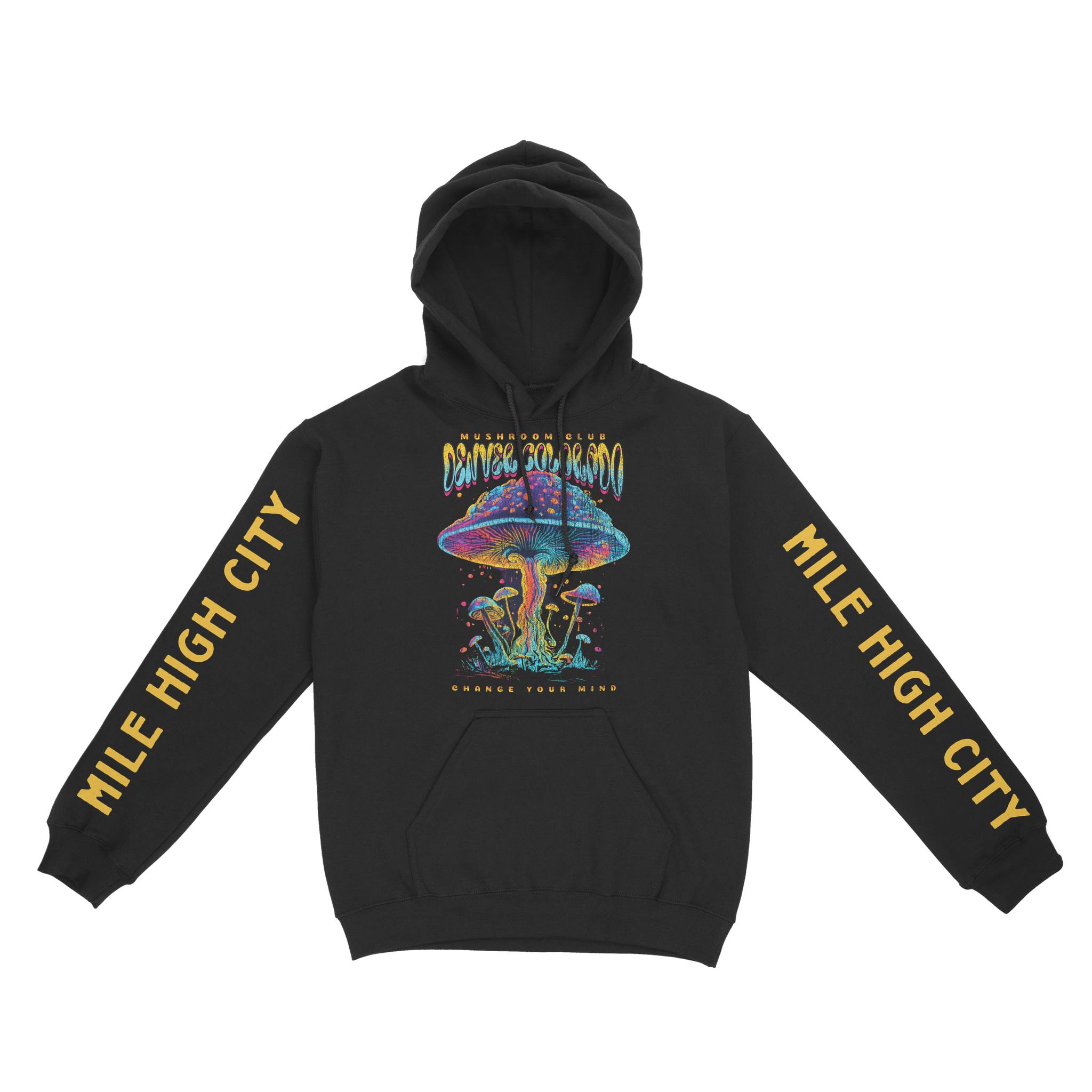 Denver Hoodie in Black - front-sleeves view