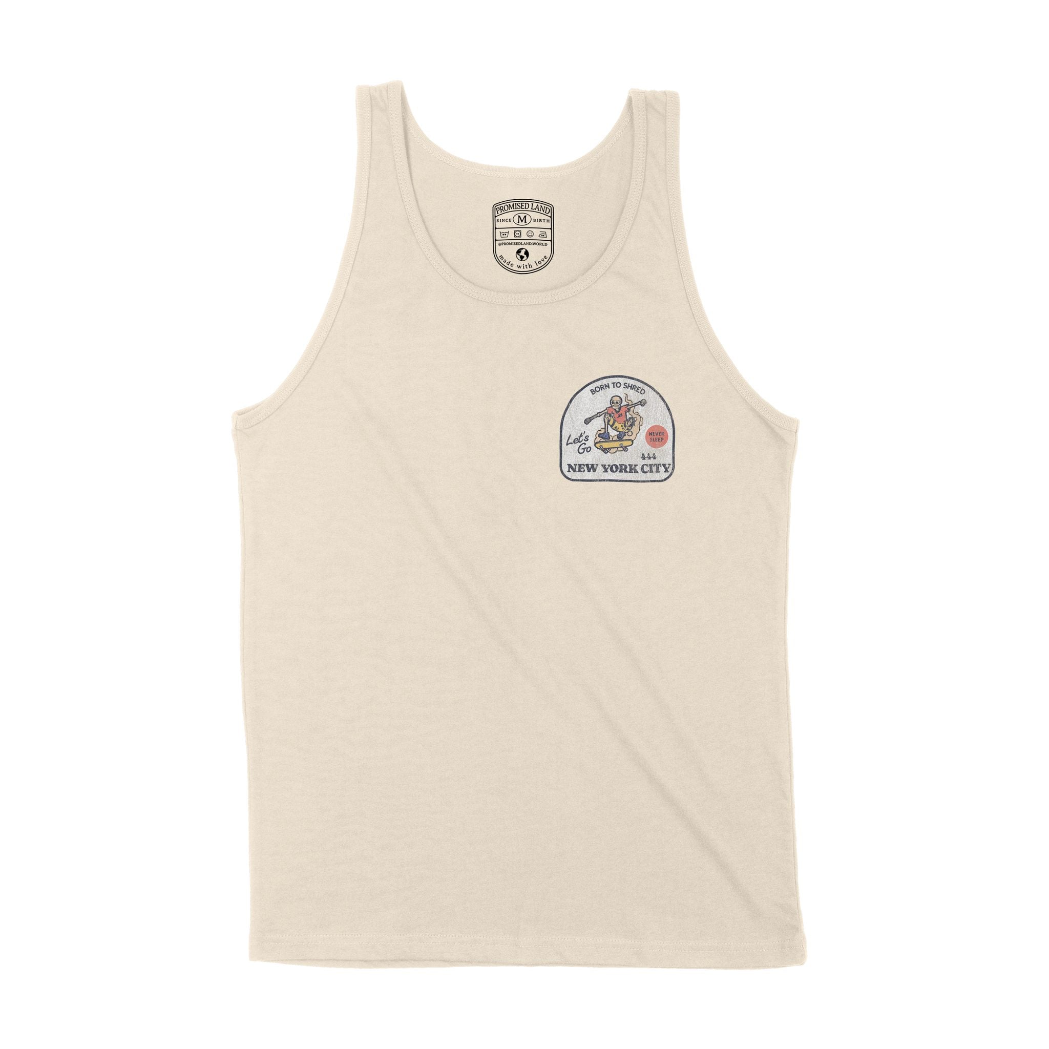 New York Skater Badge Tank Top Natural front