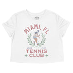 Miami Tennis Girl Cropped Tee White front