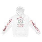 Miami Hoodie in White - front-sleeves view