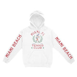 Miami Hoodie in White - front-sleeves view
