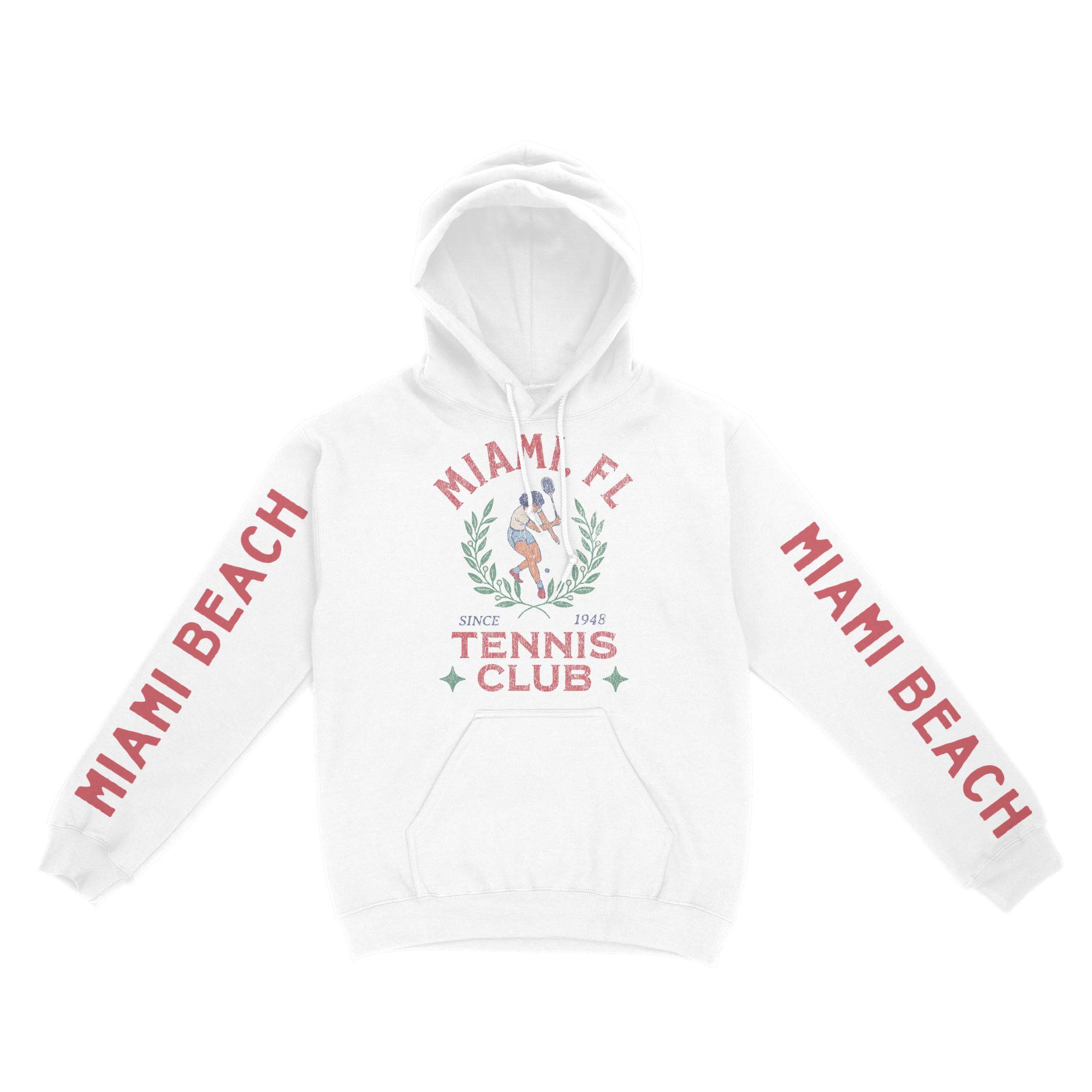 Miami Hoodie in White - front-sleeves view