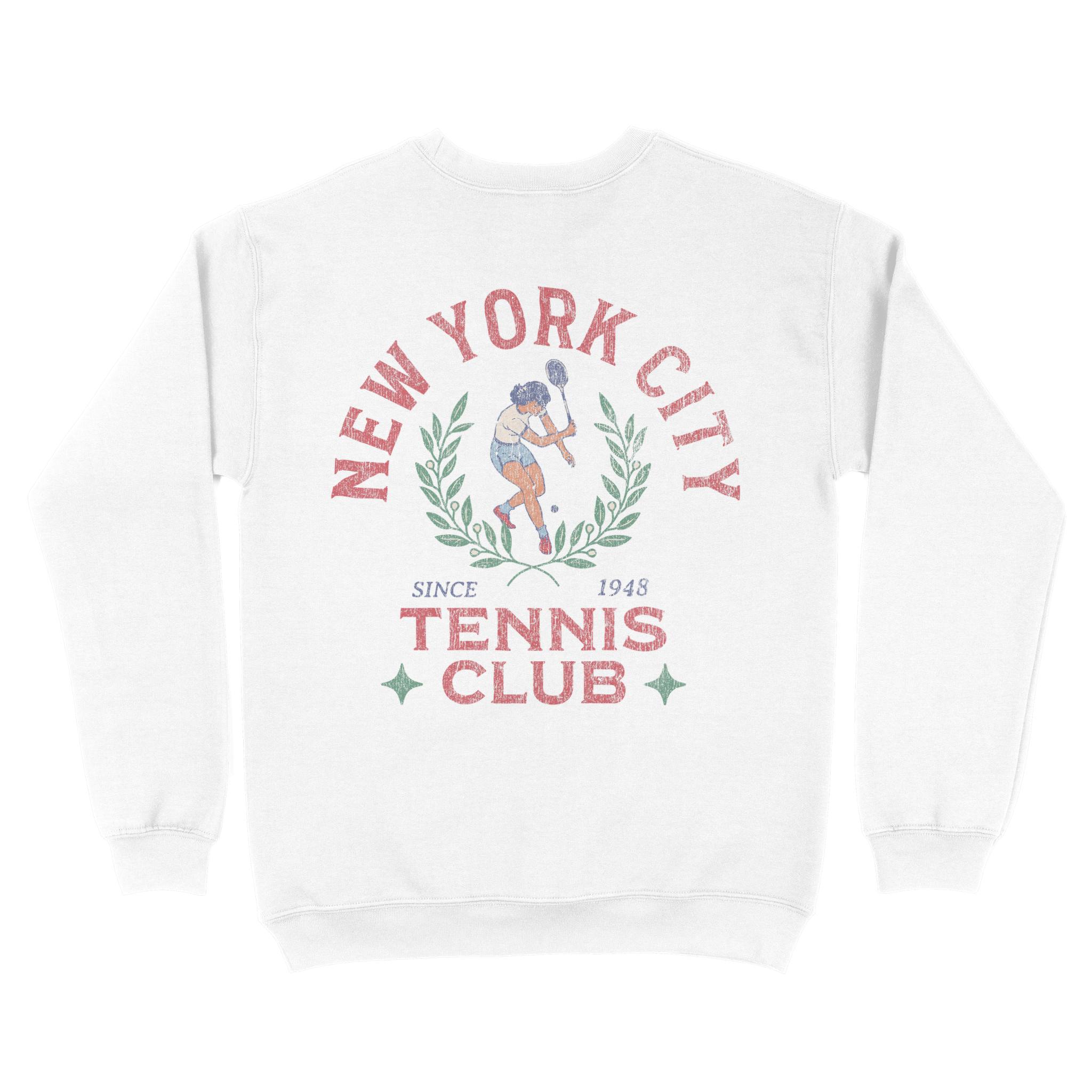 New York Crewneck in White - back view