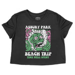 Asbury Park Psychedelic Skull Cropped Tee in Black - front view