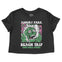 Asbury Park Psychedelic Skull Cropped Tee in Black - front view