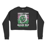 Asbury Park Psychedelic Skull Cropped Crew in Black - front view