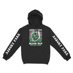 Asbury Park Psychedelic Skull Hoodie in Black - front with sleeves view