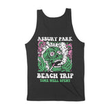 Asbury Park Psychedelic Skull Tank Top in Black - back view