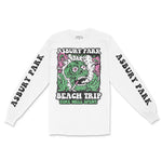 Asbury Park Psychedelic Skull Longsleeve in White - front with sleeves view