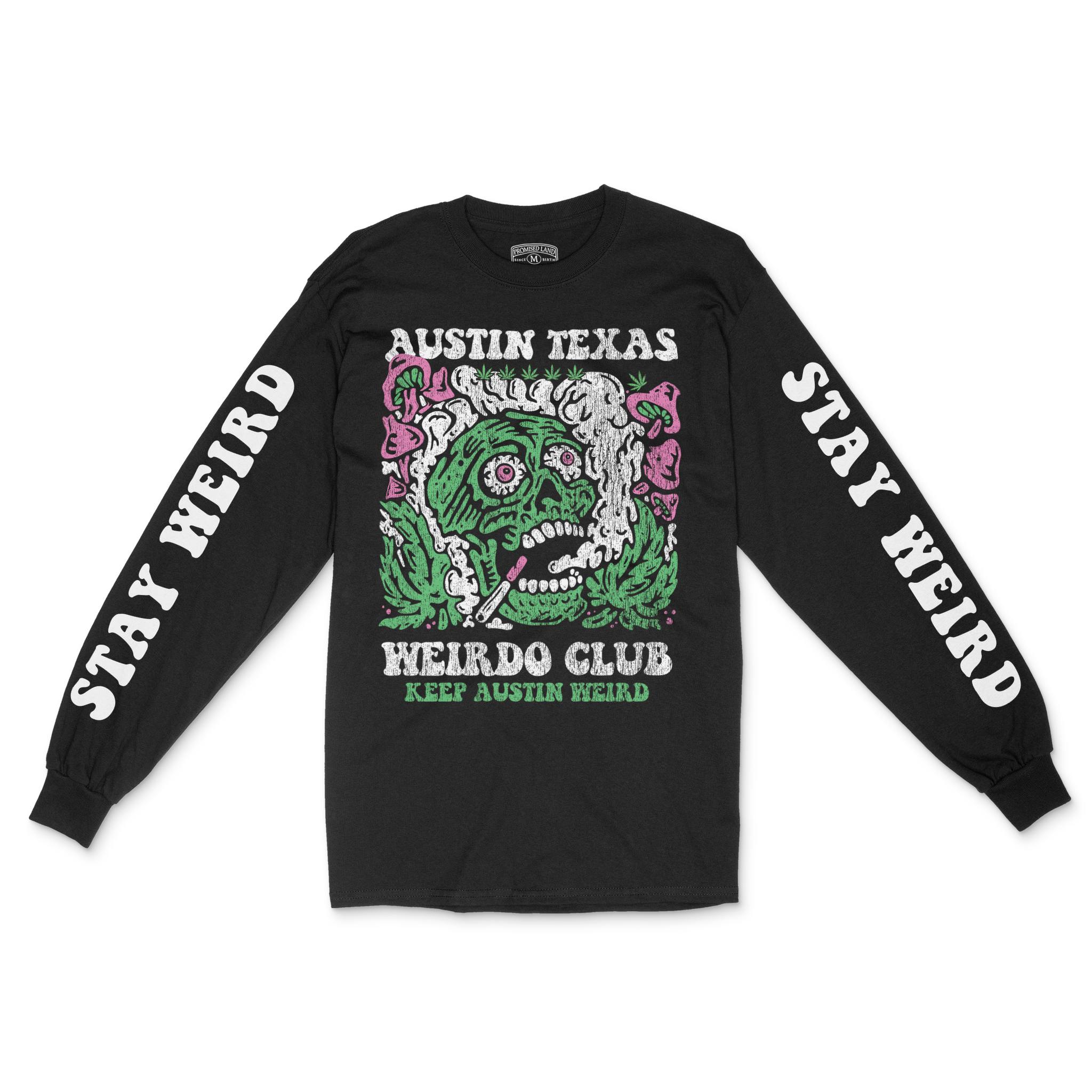 Austin Psychedelic Skull Longsleeve in Black - front view with sleeves