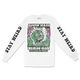 Austin Psychedelic Skull Longsleeve in White - front view with sleeves