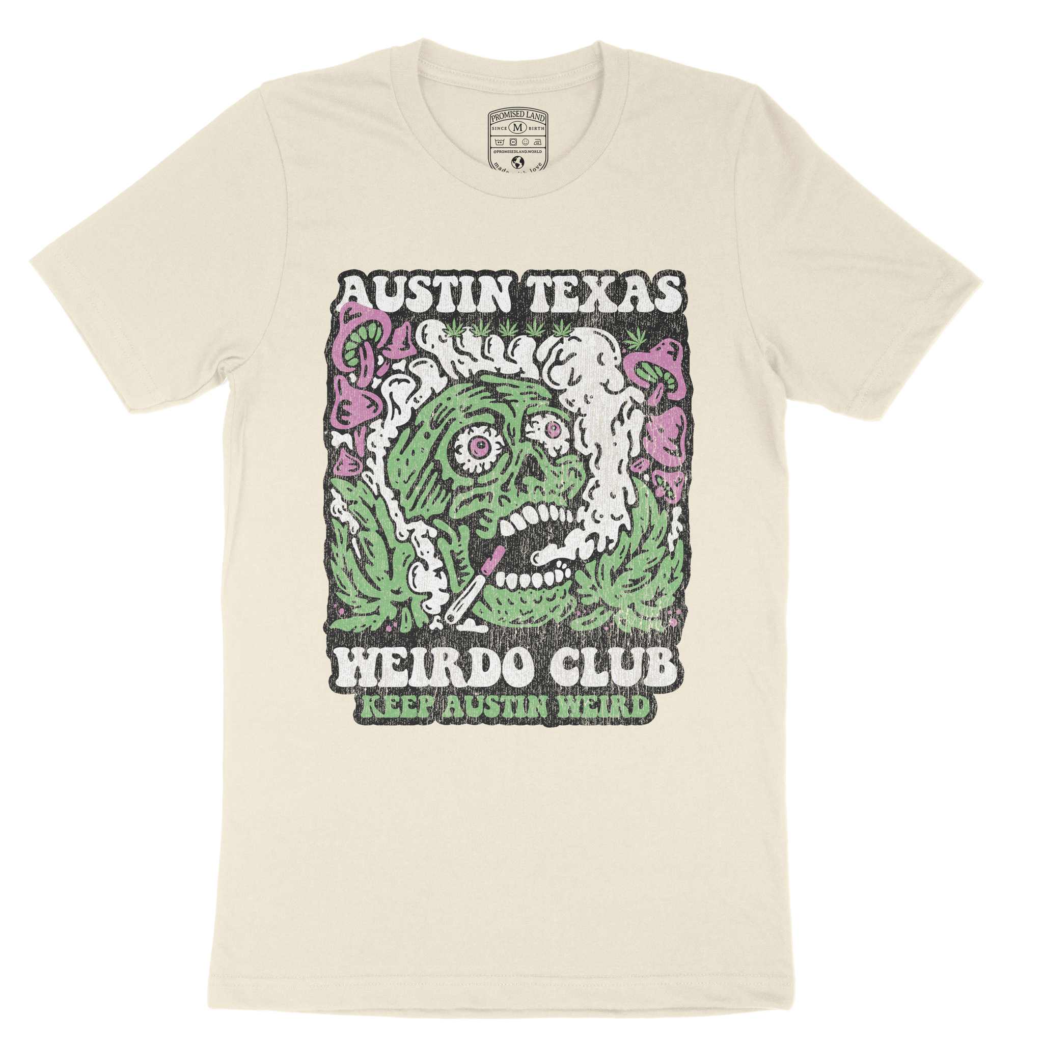 Austin Psychedelic Skull T-Shirt Natural front