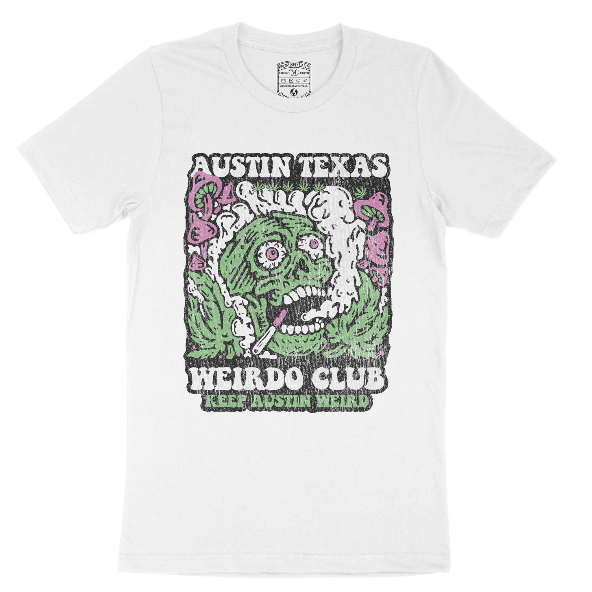 Austin Psychedelic Skull T-Shirt White front