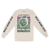 Denver Psychedelic Skull Longsleeve in Natural - front view with sleeves