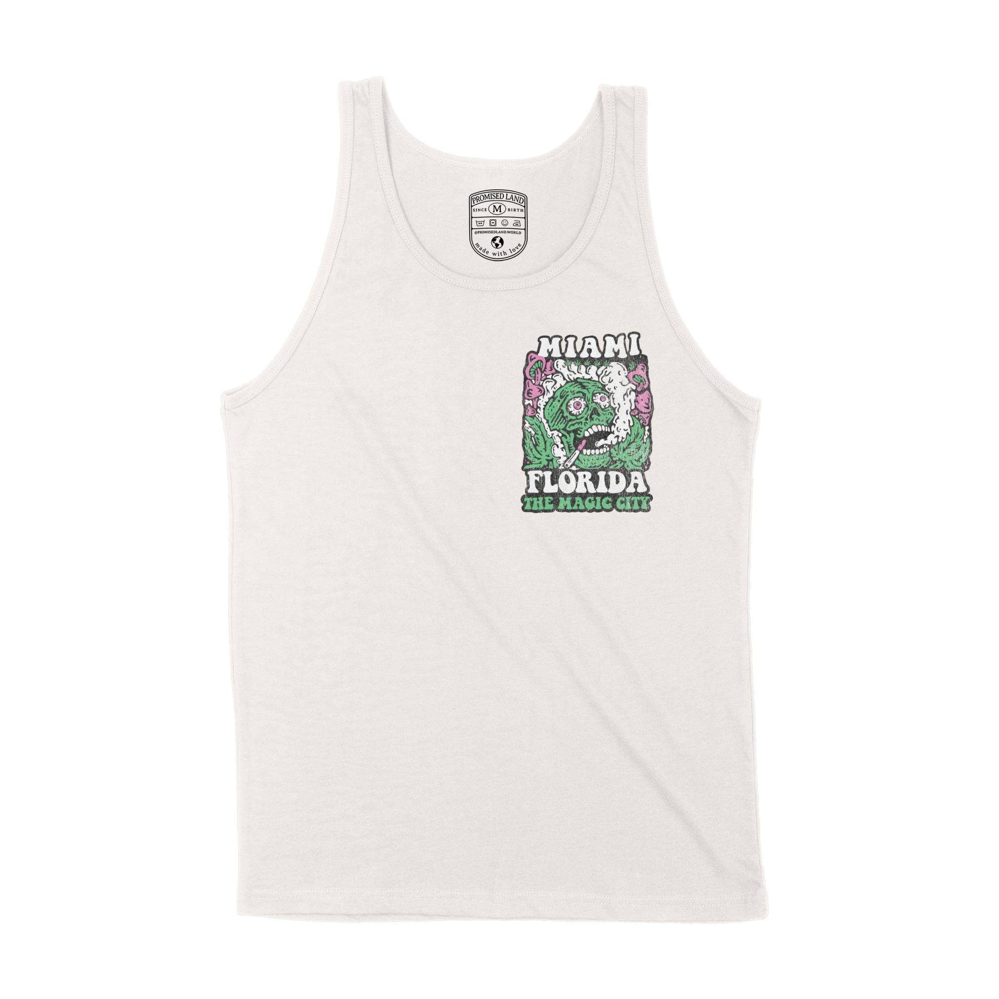 Miami Psychedelic Skull Tank Top in Vintage - front view