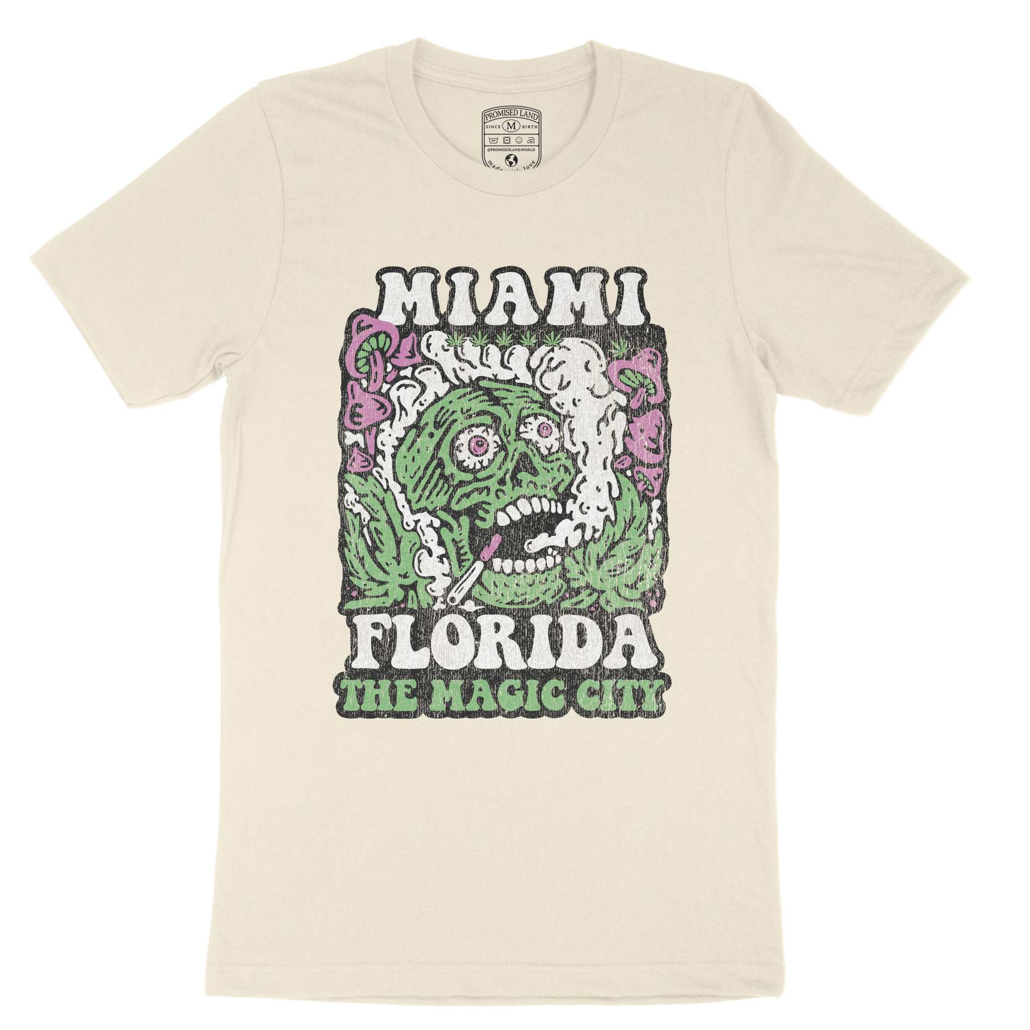 Miami Psychedelic Skull T-Shirt Natural front