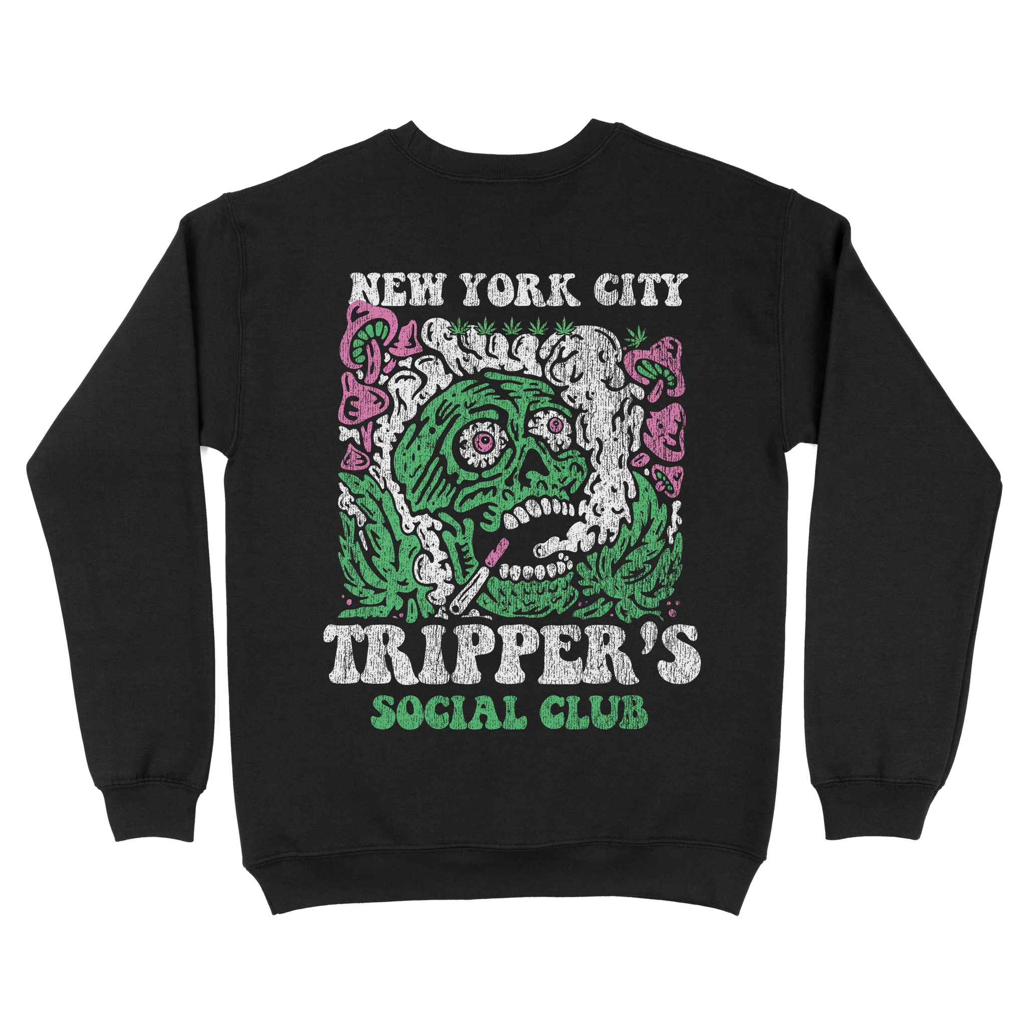 New York Psychedelic Skull Crewneck Black back