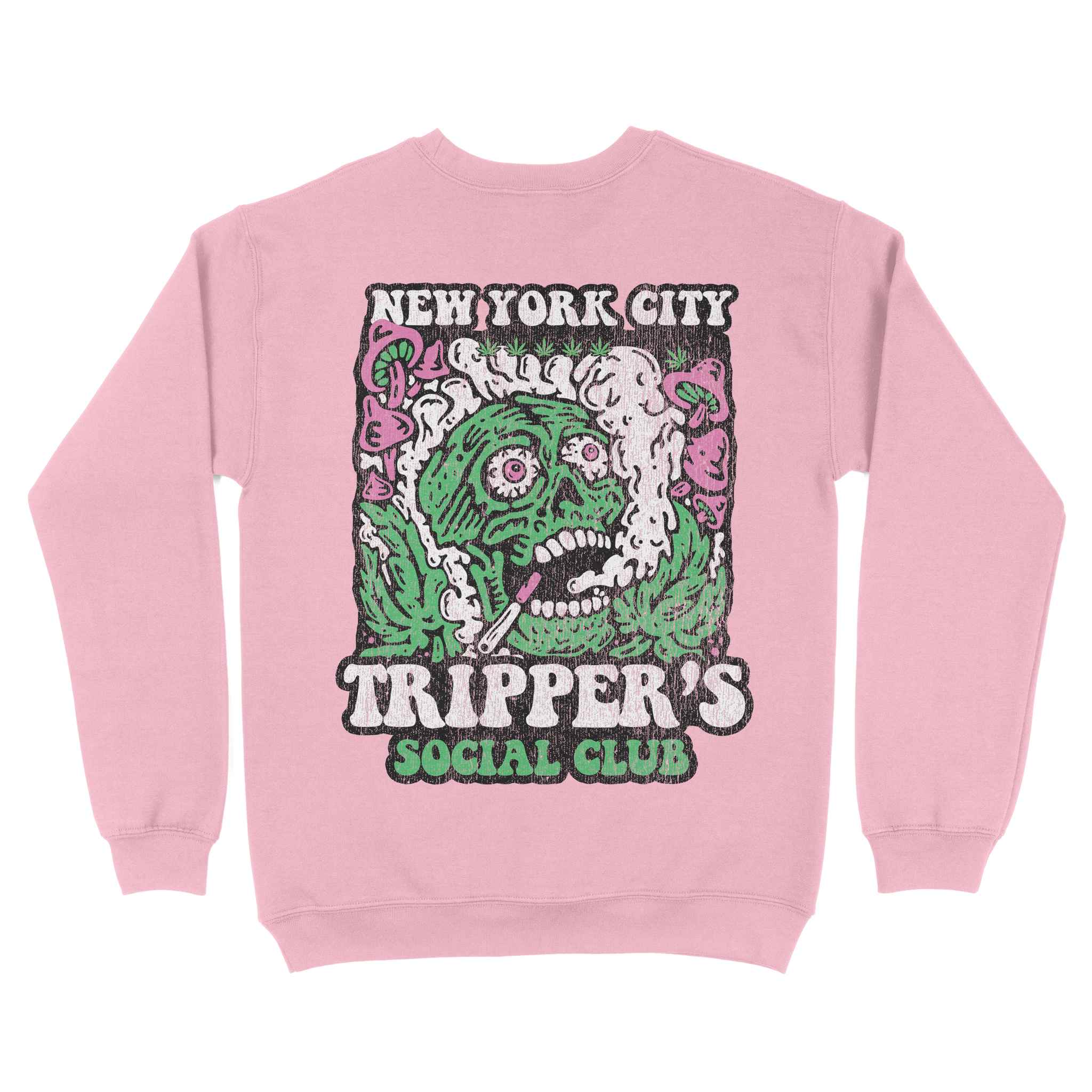 New York Psychedelic Skull Crewneck Light_Pink back