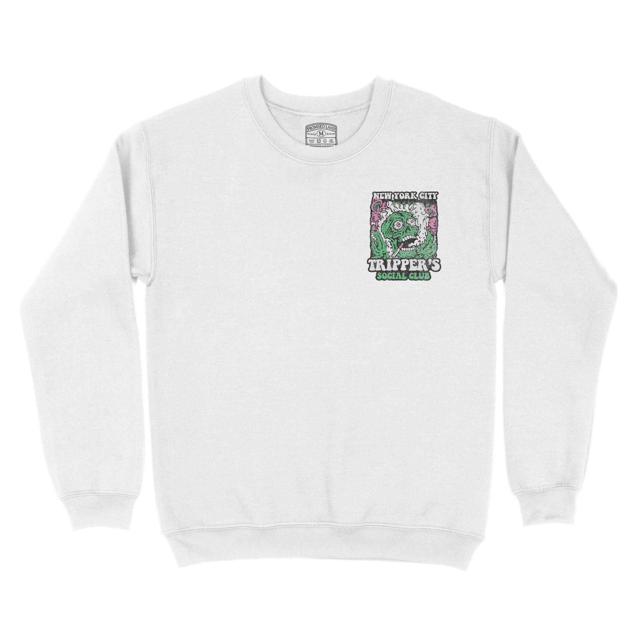 New York Psychedelic Skull Crewneck White front