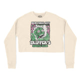 New York Psychedelic Skull Cropped Crew in Natural - front view