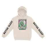 New York Psychedelic Skull Hoodie in Natural - front view with sleeves