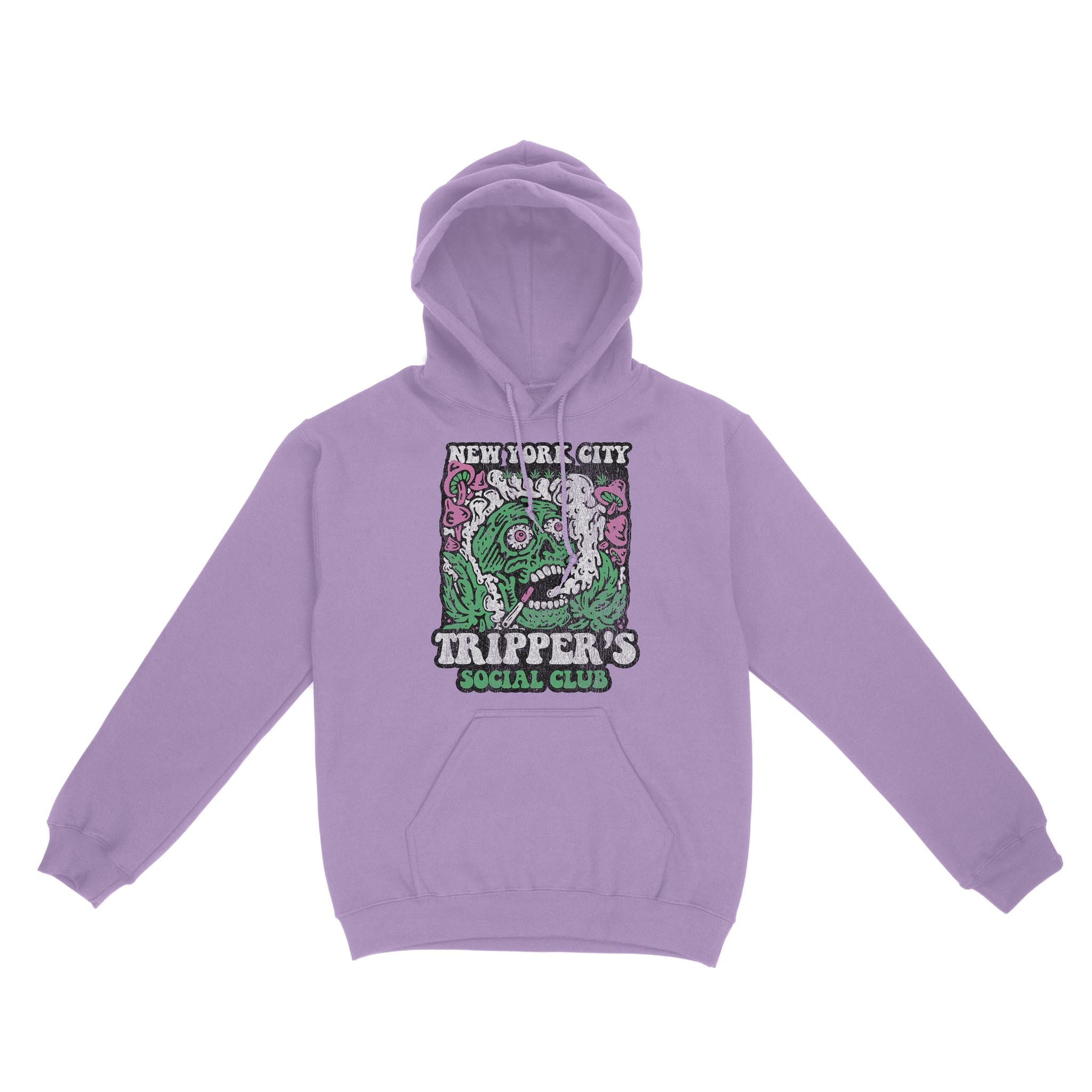 New York Psychedelic Skull Hoodie Orchid front