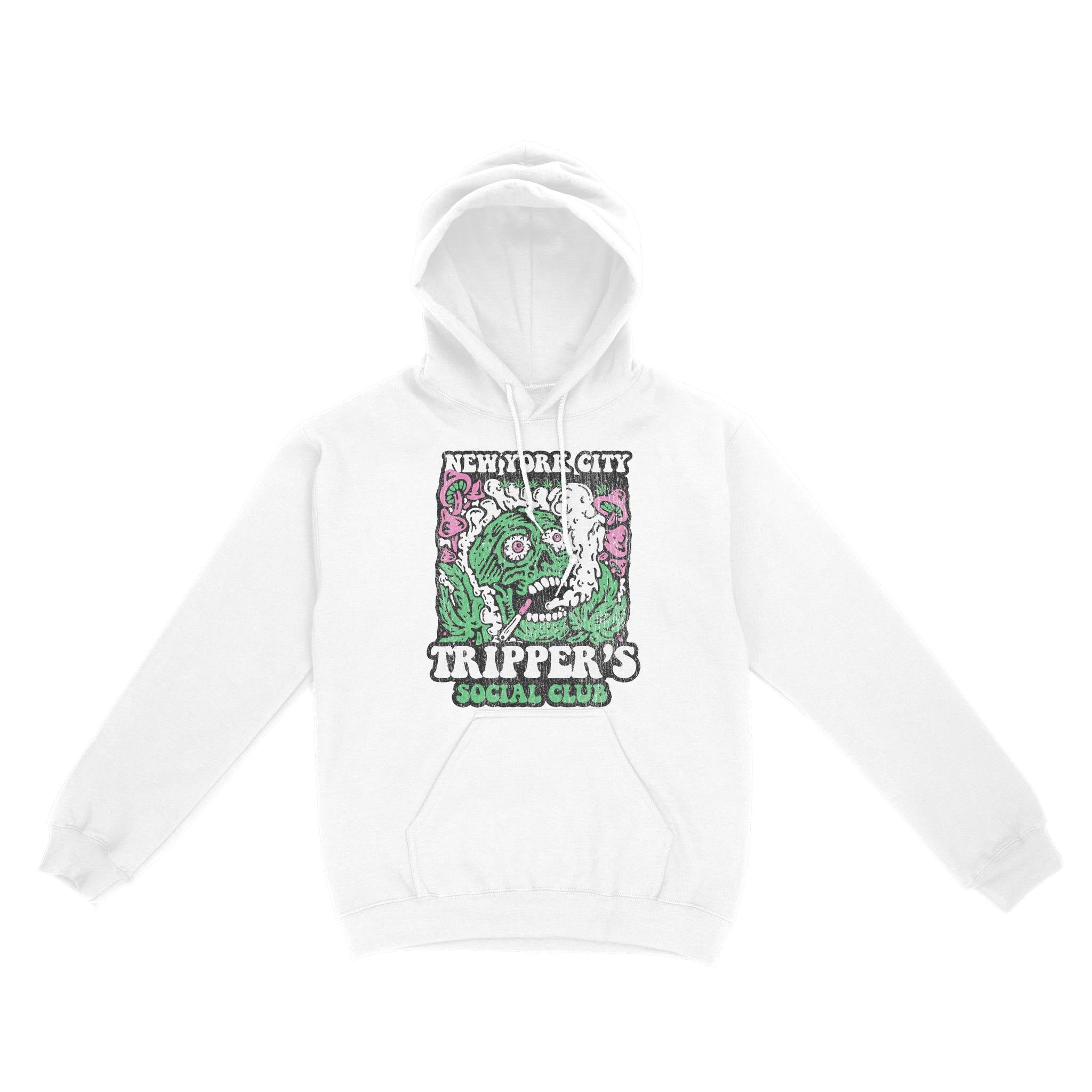 New York Hoodie in White - front view