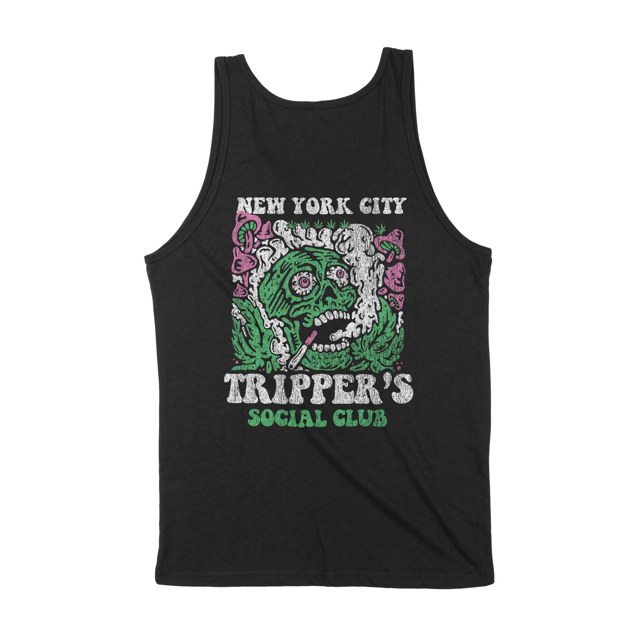 New York Psychedelic Skull Tank Top Black back