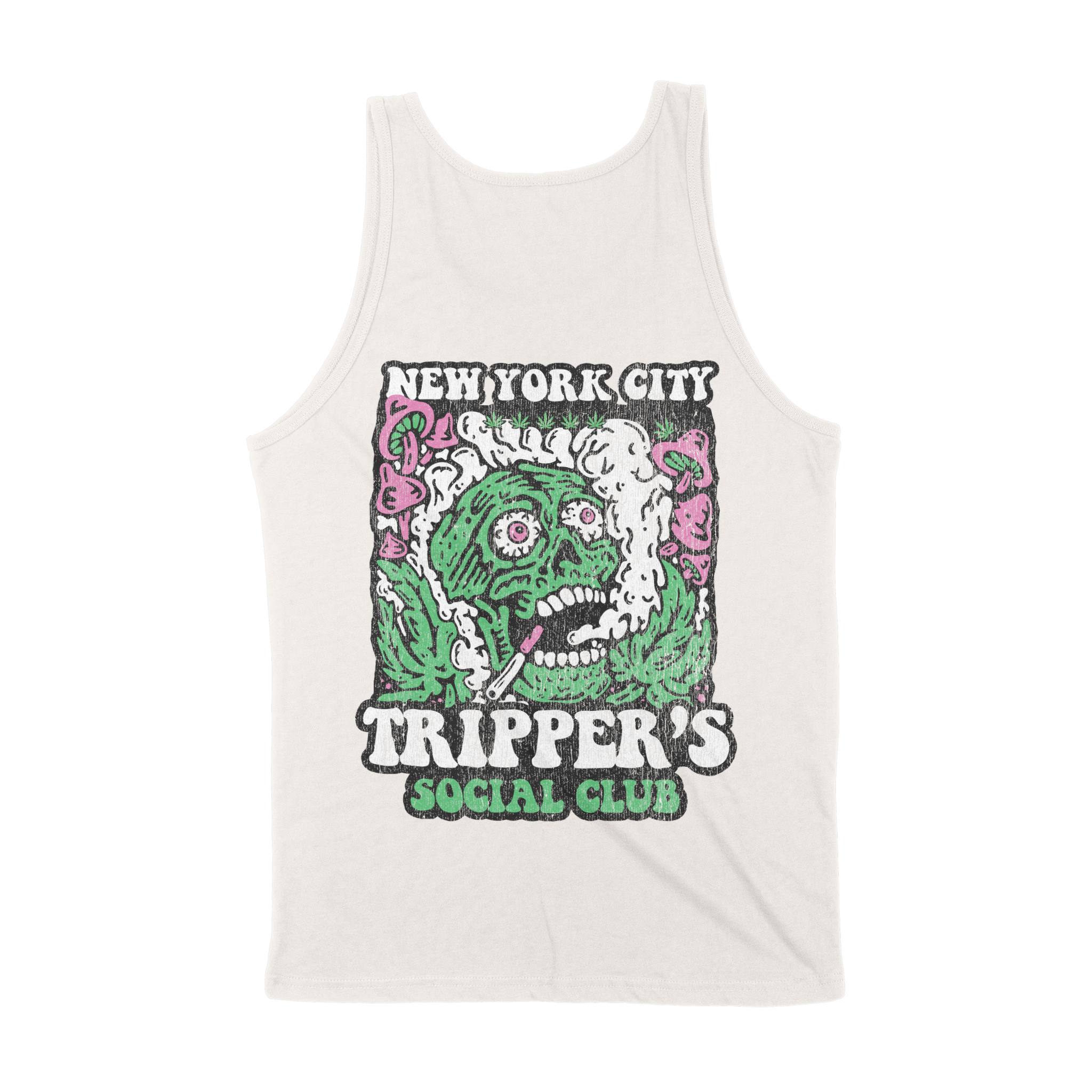New York Psychedelic Skull Tank Top in Vintage - back view