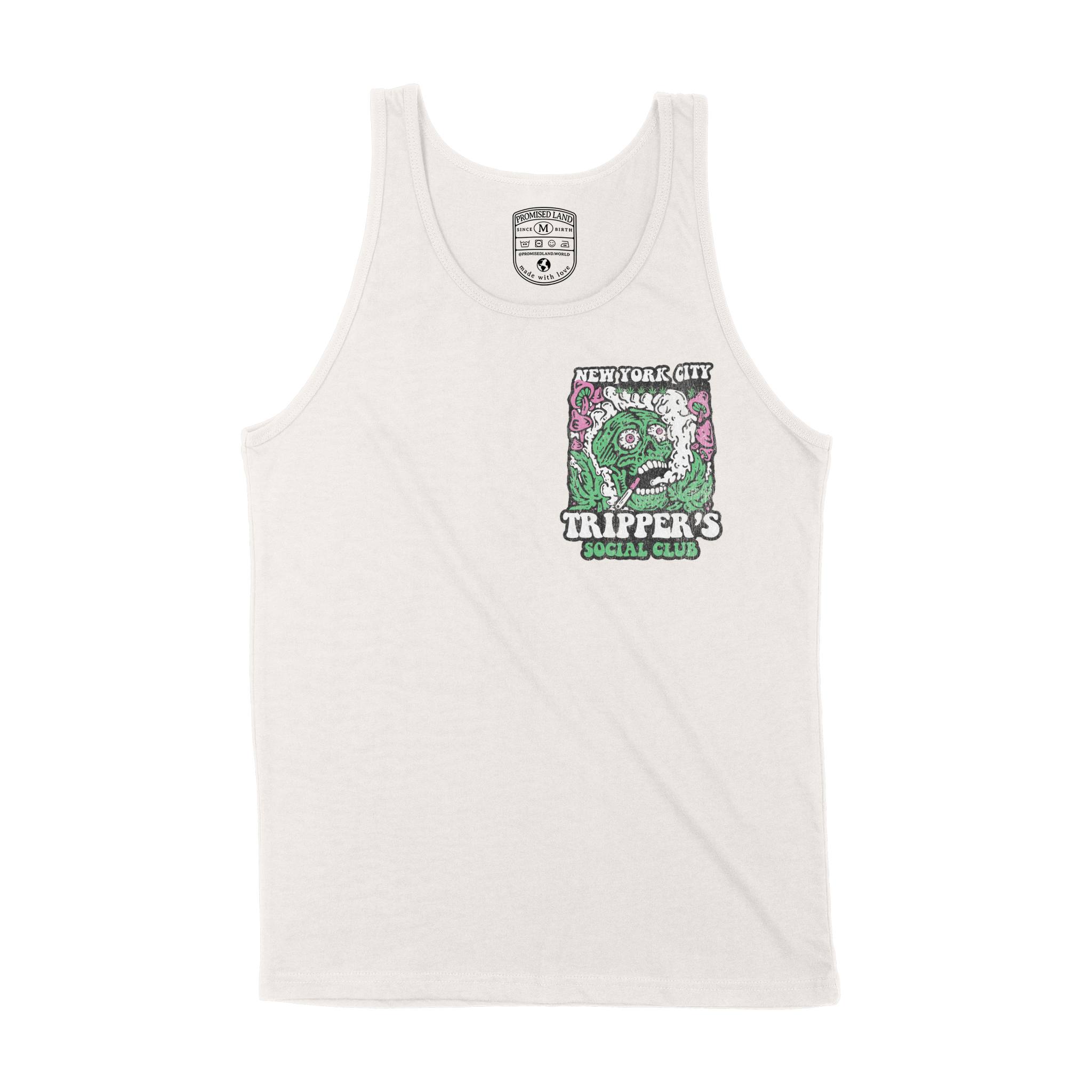 New York Psychedelic Skull Tank Top in Vintage - front view