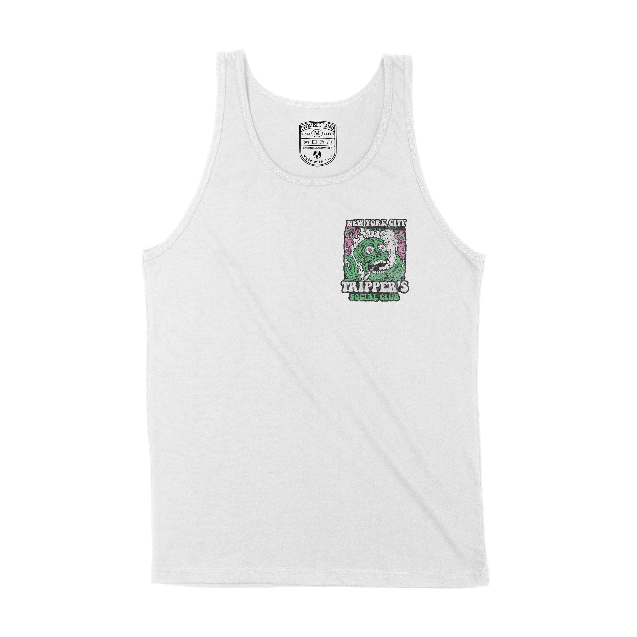New York Psychedelic Skull Tank Top White front