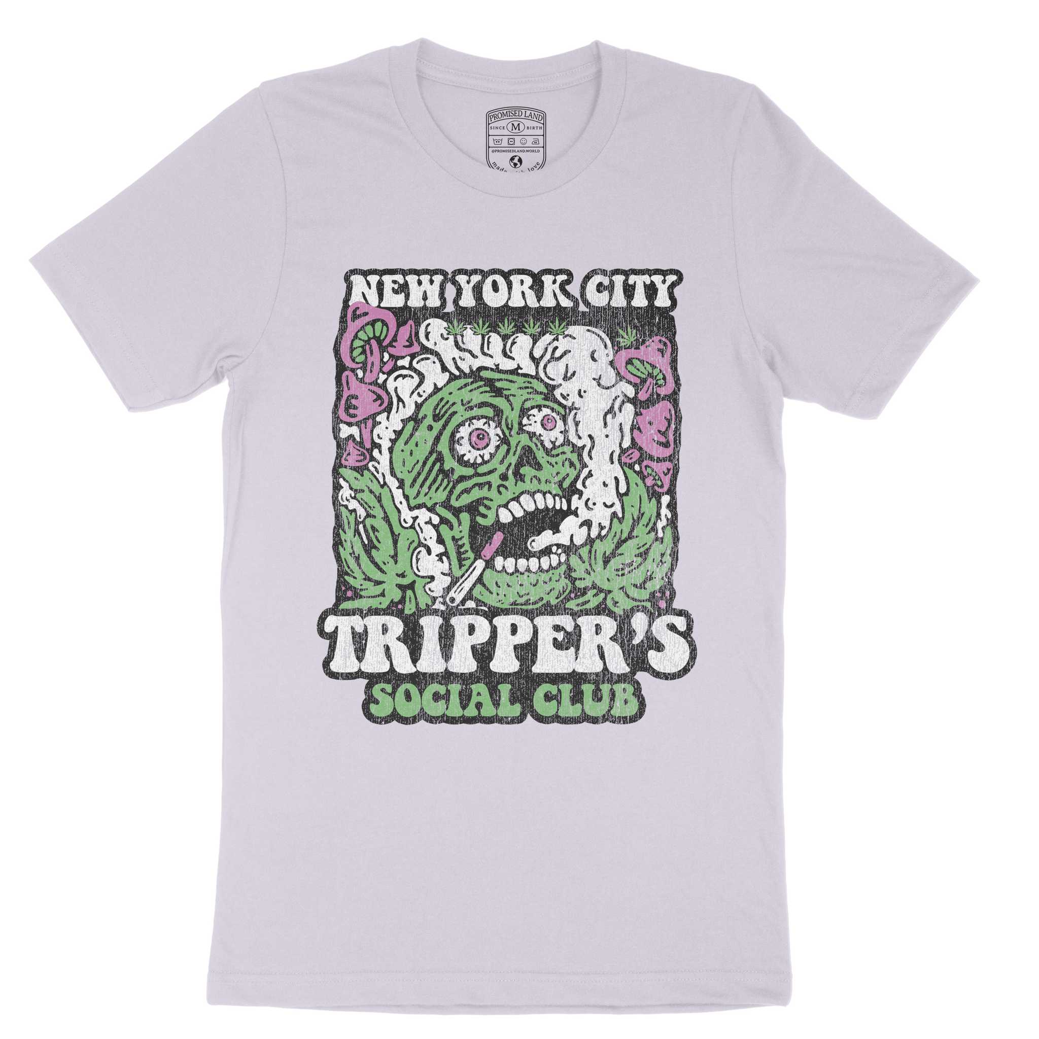 New York Psychedelic Skull T-Shirt Lavender_Dust front