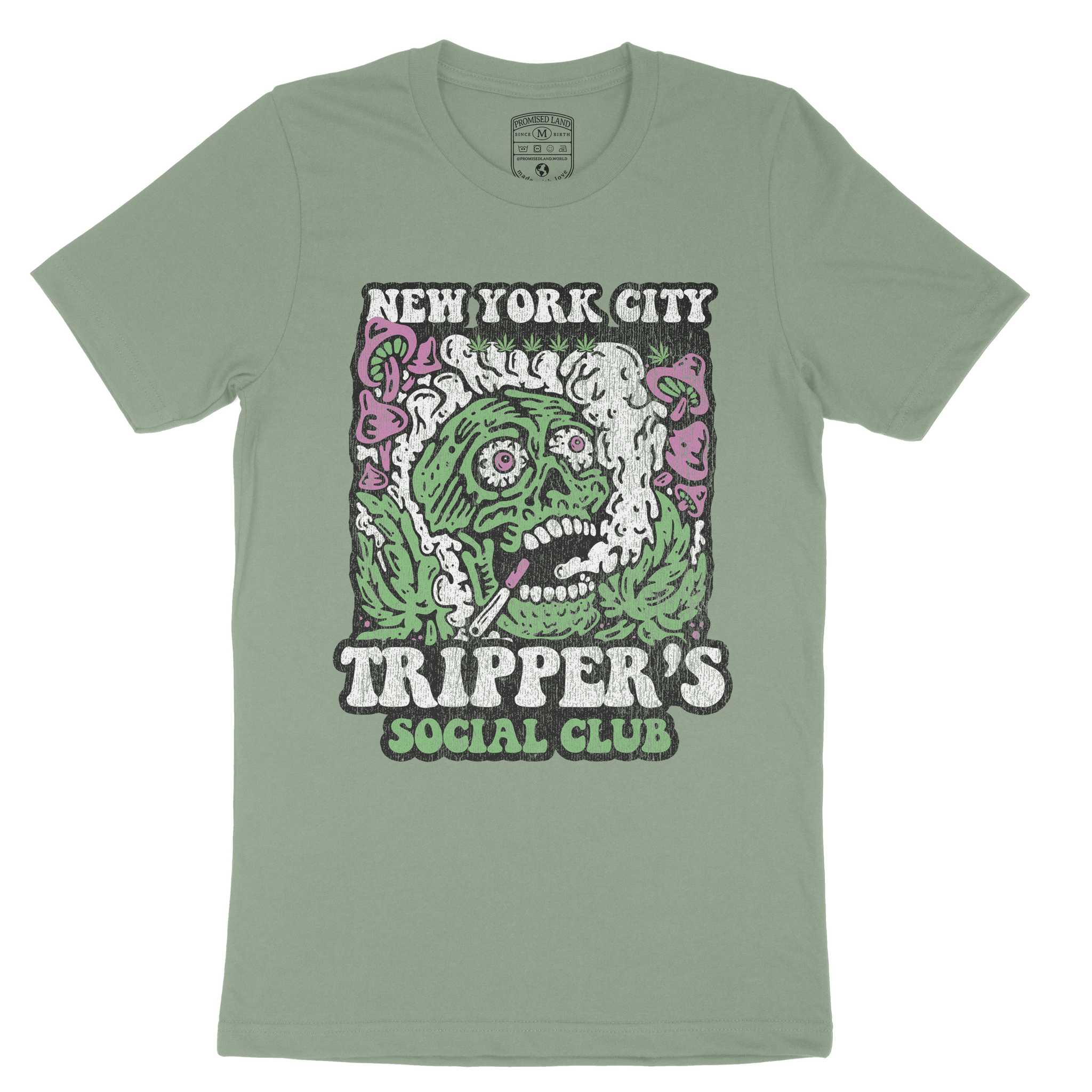 New York Psychedelic Skull T-Shirt Sage front