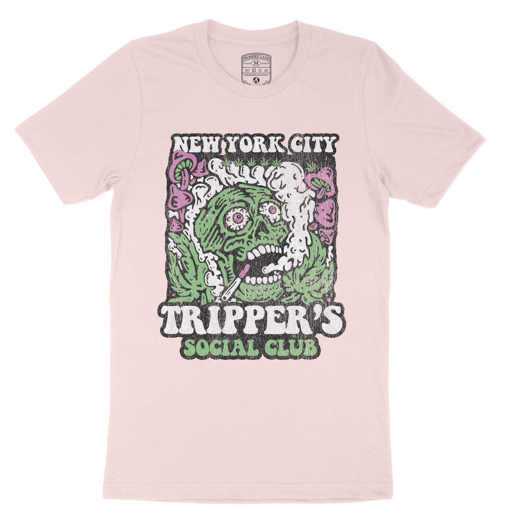 New York Psychedelic Skull T-Shirt Soft_Pink front