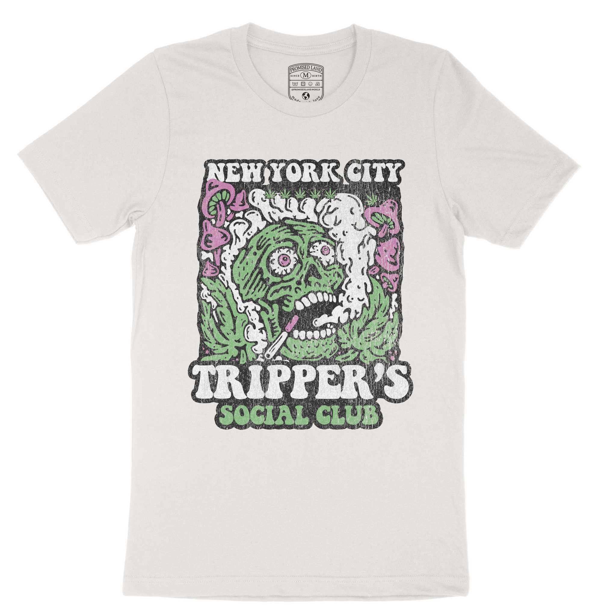 New York Psychedelic Skull T-Shirt Vintage_White front