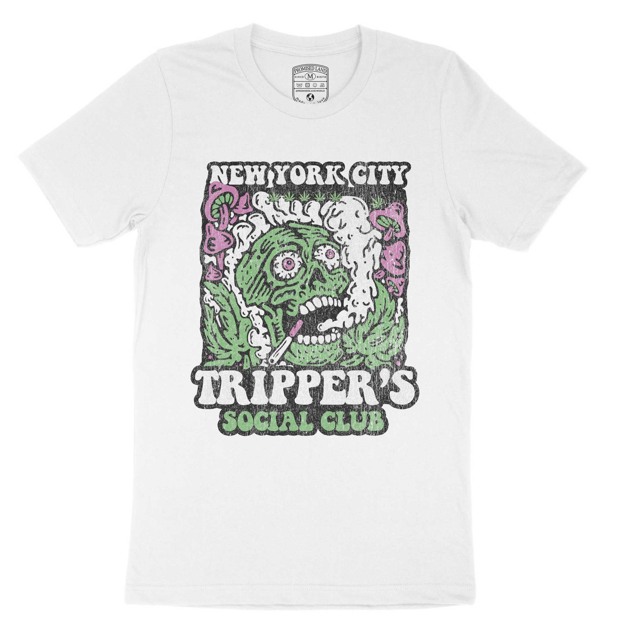 New York Psychedelic Skull T-Shirt White front