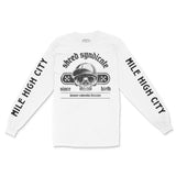 Denver Skater Division Longsleeve in White - front view with sleeves
