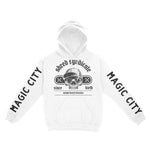 Miami Hoodie in White - front-sleeves view