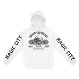 Miami Hoodie in White - front-sleeves view