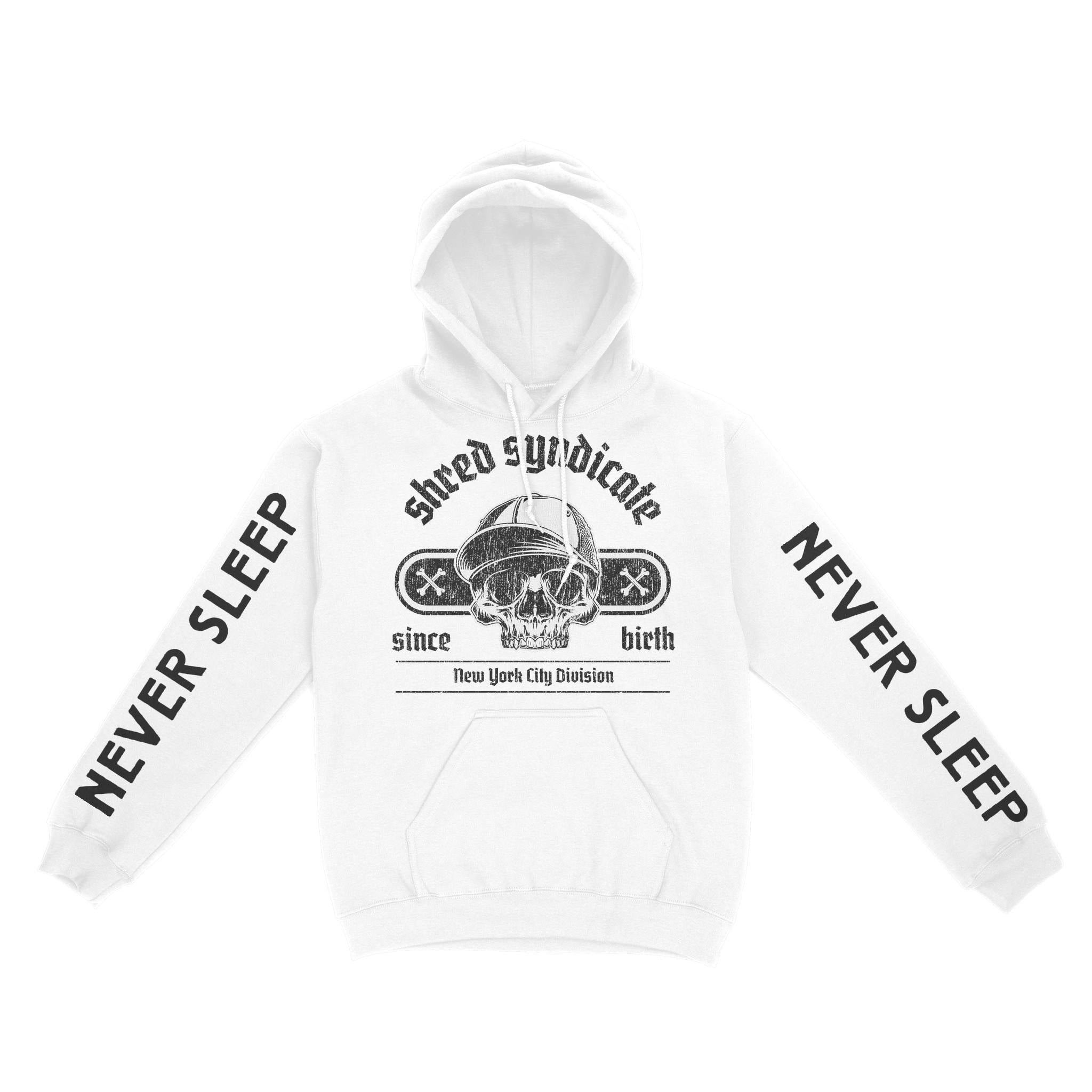 New York Hoodie in White - front-sleeves view