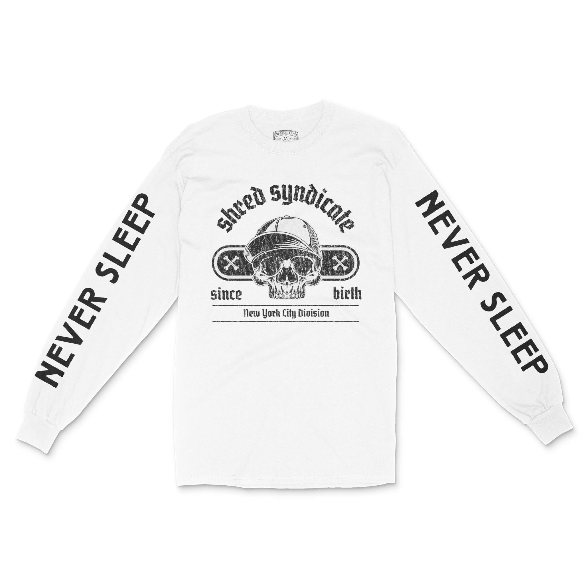 New York Longsleeve in White - front-sleeves view