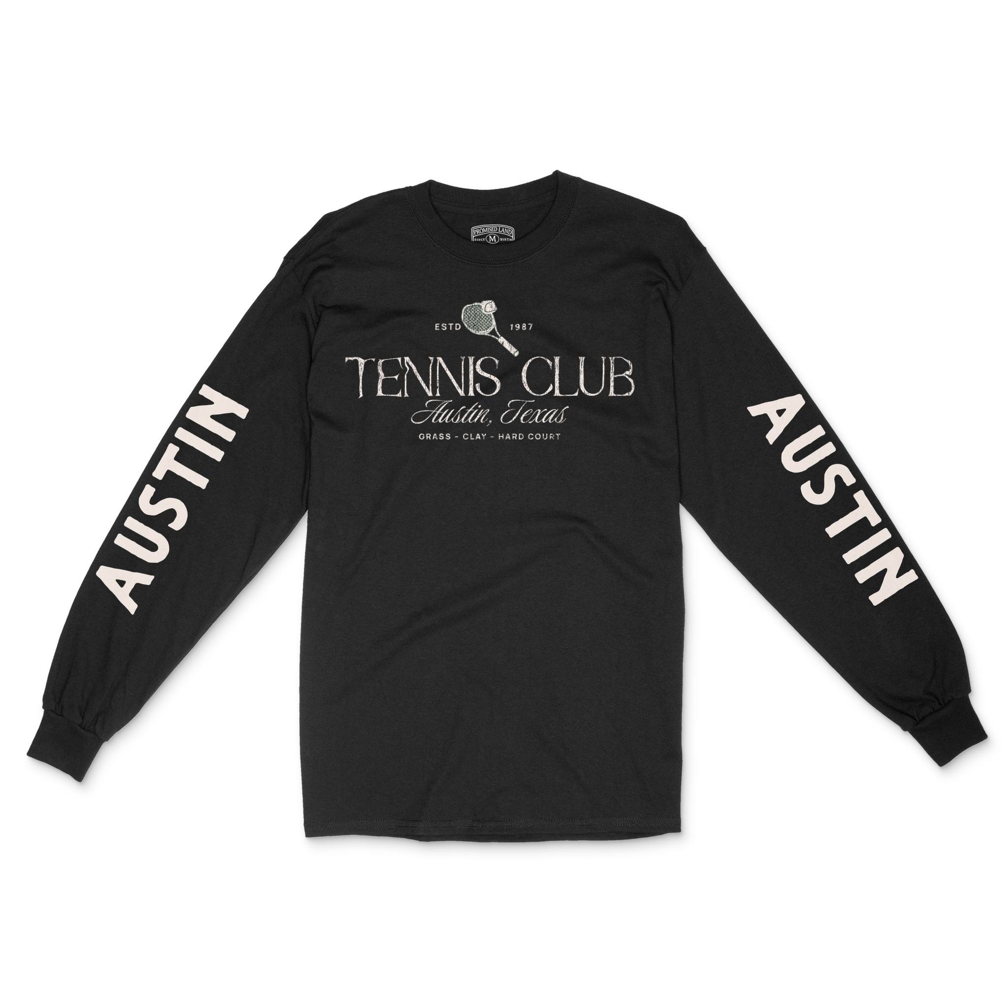 Austin Classic Tennis Longsleeve in Black - front view with sleeves