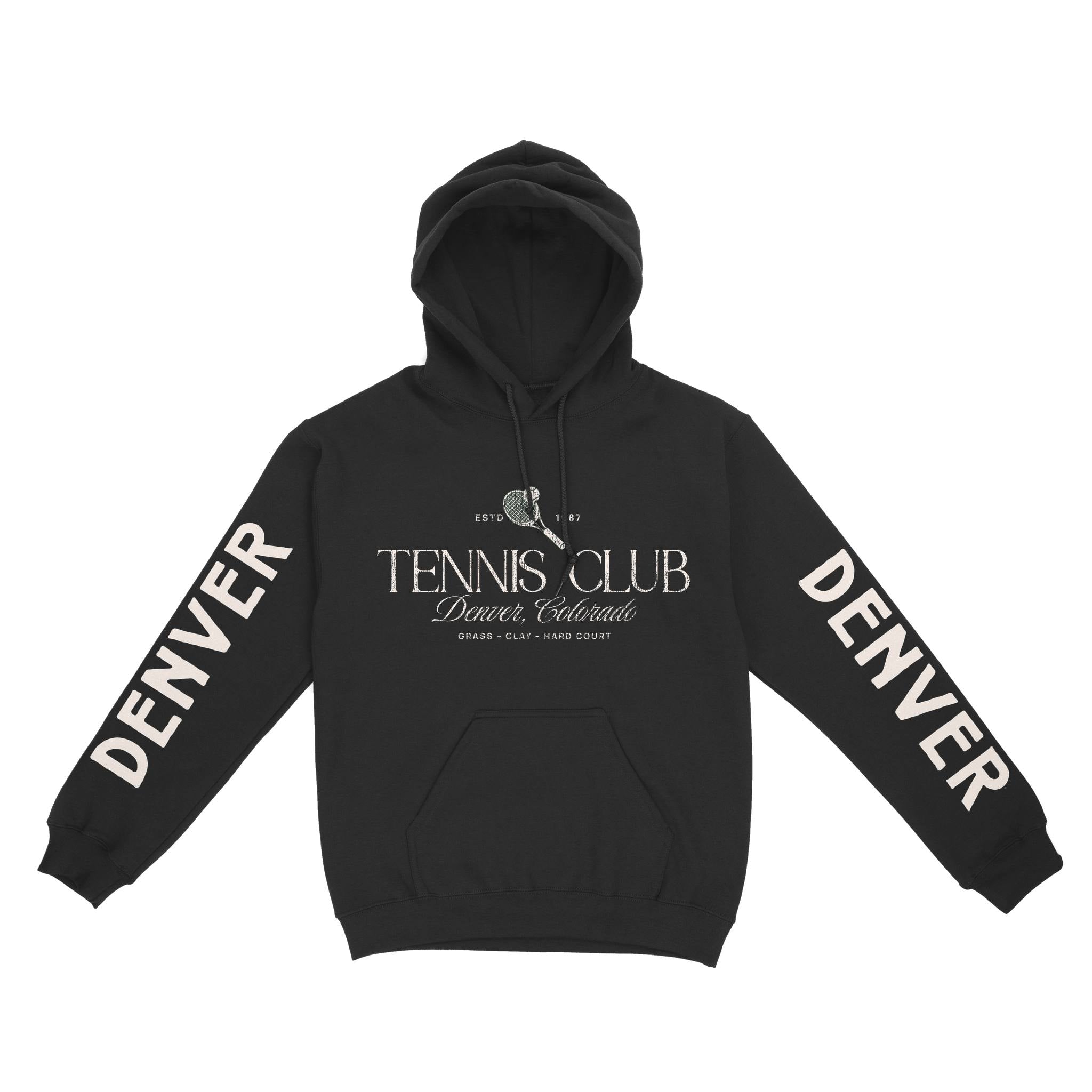Denver Hoodie in Black - front-sleeves view