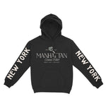New York Hoodie in Black - front-sleeves view