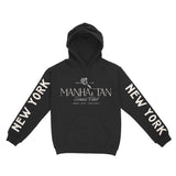 New York Hoodie in Black - front-sleeves view