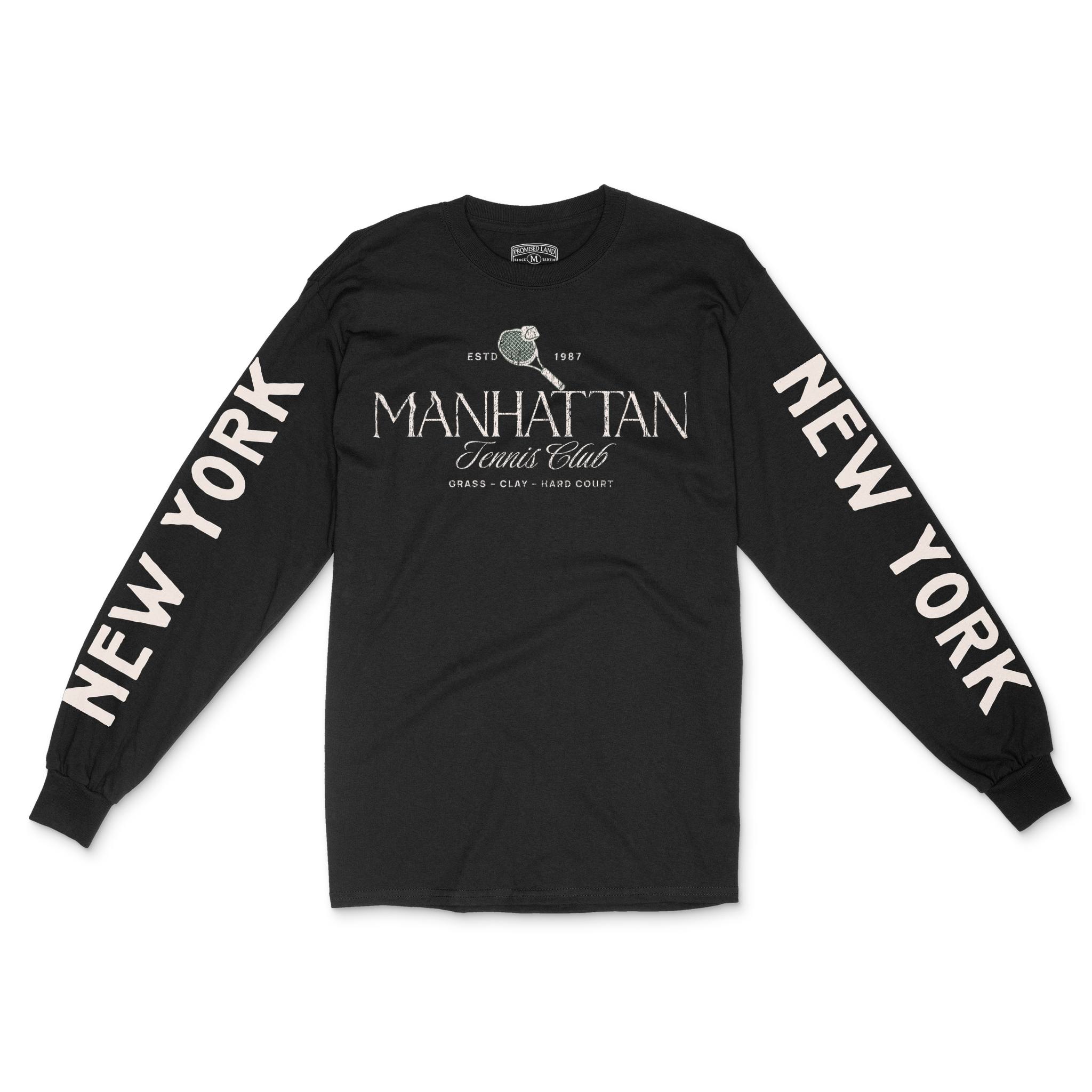 New York Classic Tennis Longsleeve in Black - front view with sleeves