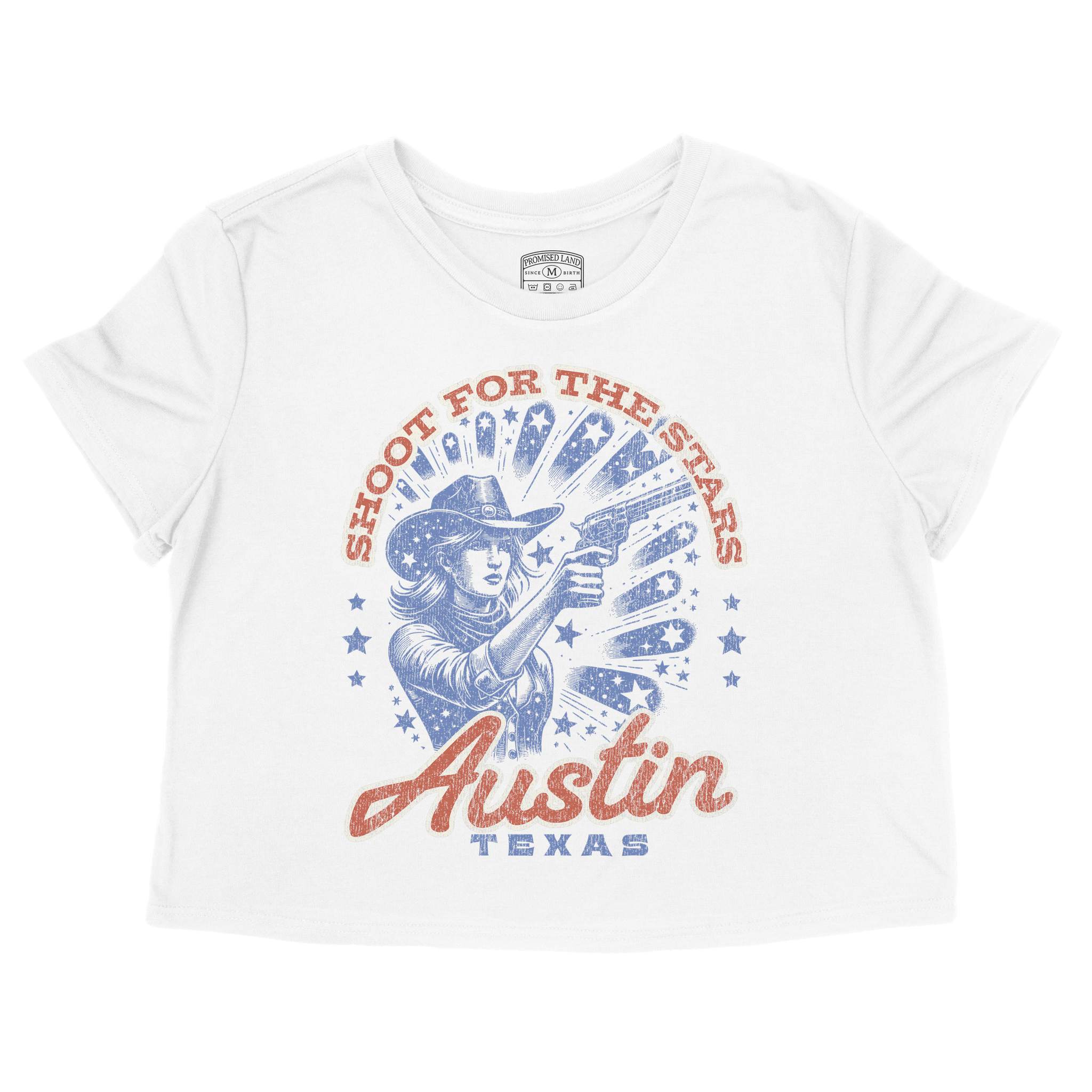 Austin Shooter Cropped Tee White front
