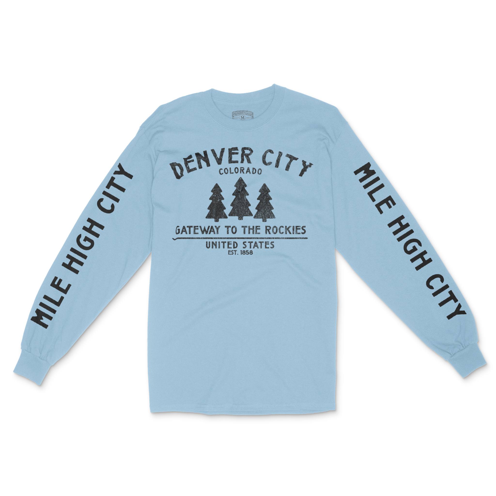 Denver 3 Tree Longsleeve in Light Blue - front view with sleeves