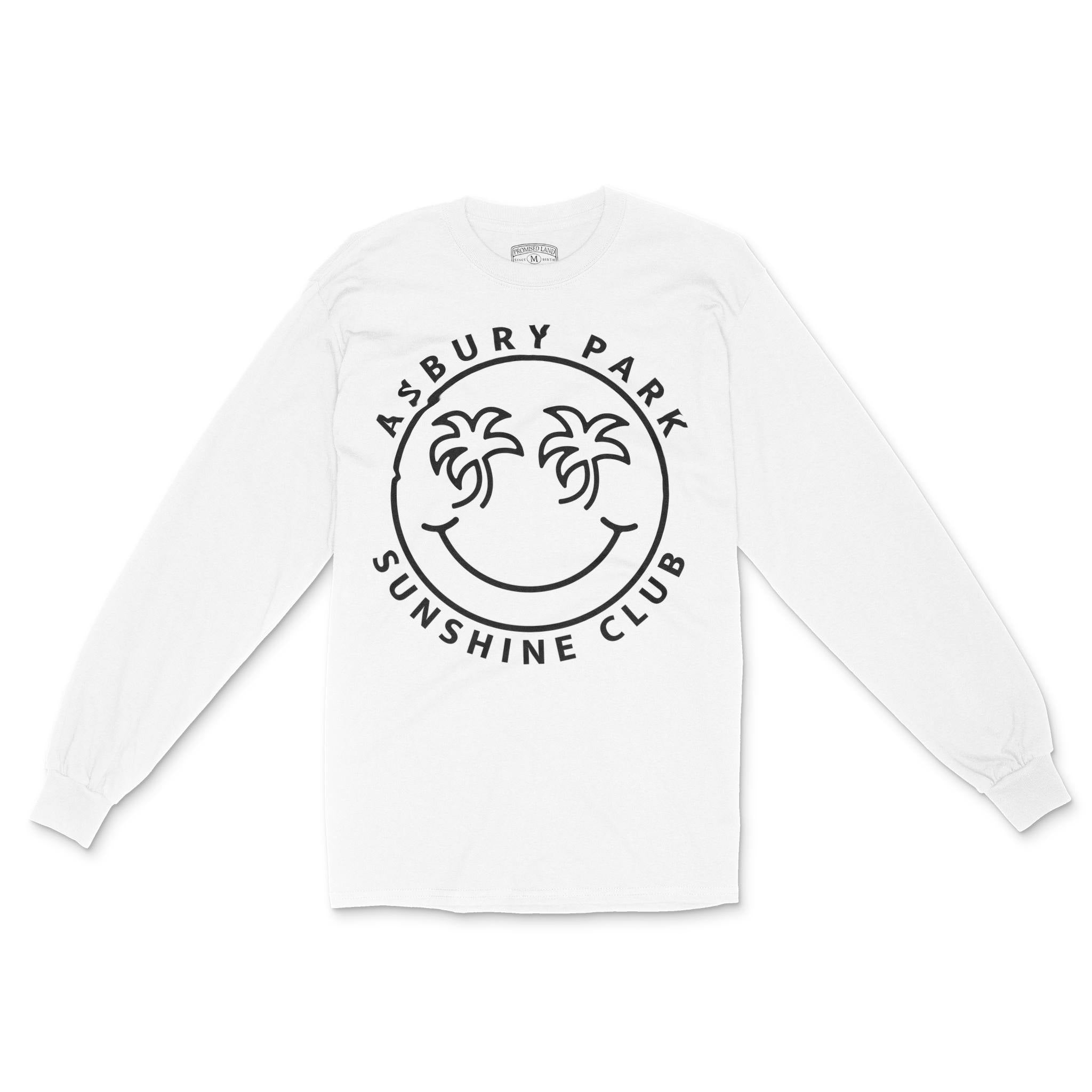 Asbury Park Smiley Face 4 Longsleeve in White - front view