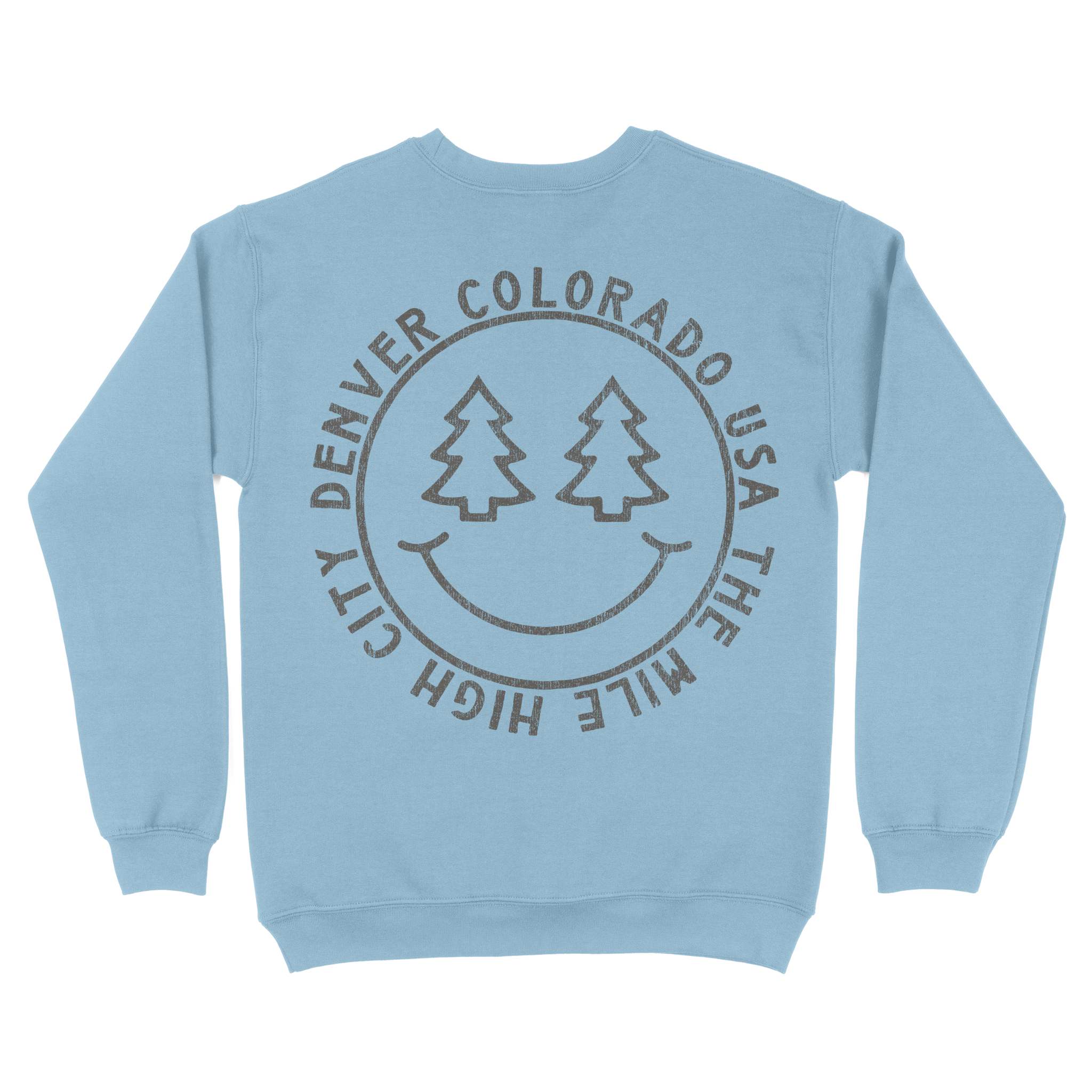 Denver Smiley Face Crewneck Light Blue back